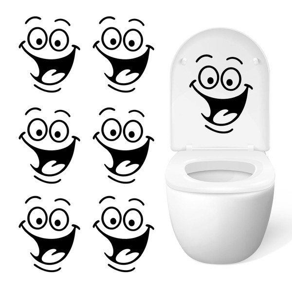 Adesivi per Toilette 6 Fogli Sticker Wc Divertente Rimovibili Adesivi per WC Impermeabile Adesivo per Coperchio Wc per Bagno e Cucina Frigorifero Decor