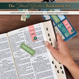 Christian Art Gifts Magnetic Scripture Bookmark Set for Women with Beloved Faith Favorites - Inspirational Floral Garden Magnetic Bible Verse Pagemarker Set of 6 for Bibles and Books, Size 2.3” x 0.8”