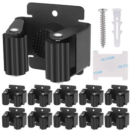 Hejo Pack of 10 Tool Holders, Broom Holder Wall, Broom Holder, Wall, Garden Tool Holder, Stainless Steel Wall Mount for Mop, Broom, Shovel, Tools