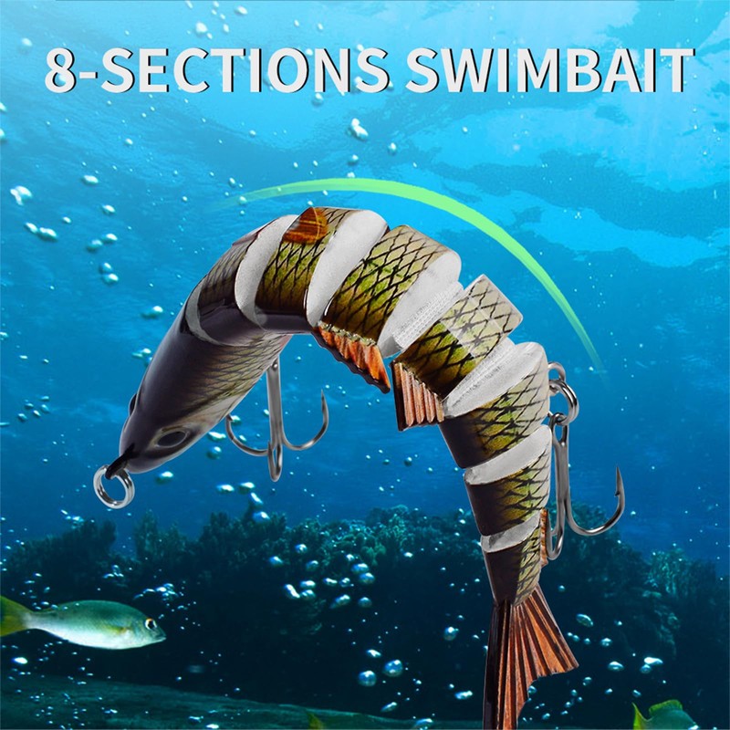 MKNZOME 6 PCS Multi-Jointed Fishing Lures, Lifelike Slow Sinking Bass