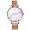 Alienwork SK Minimalist Women's Ultra Flat Elegant Watch, Rose Gold/White/Mesh