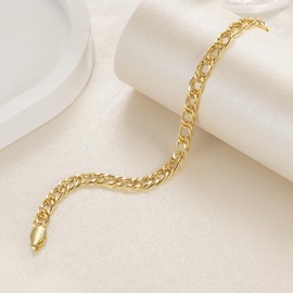 ERIN MARIE 14K Gold Bracelets Non Tarnish Cuban Chain Gold Bracelets for Women Sparse Design Gold Chain Bracelet Gifts for Women Every Occasion (6.5-9 in)