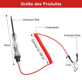 TNSLAND Voltage Tester Car Circuit Test Pen, 5-120 V DC Car Power Tester with Crocodile Clip Spring Wire, Voltage Tester with Digital LCD Indicator Light, Car Test Lamp for Cars/Trucks/Motorcycles