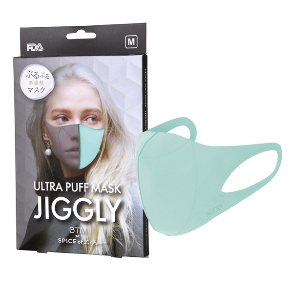 Spice Of Life JGM1012MMT Jiggly Ultra Puff Mask, Mint, Size M, Droplet Filtration, Soft, Suitable For Sensitive Skin, Good Fit, Antibacterial, Washable 100 Times, Durable, Easy to Breathe, No Ear Pain, Made in Korea, Unisex