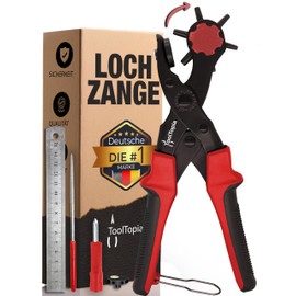 Hole Punch for Leather [Complete Set], Hole Punch, Leather Tool, Paper, Belt Hole Punch or Hole Punch for Fabric, Biothane, Faux Leather etc. Hole Puncher with Comfort Lever