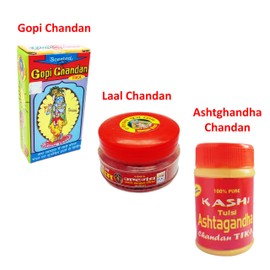 BRIJ HAAT Natural gopi Chandan | lal Chandan | ashtghandha Chandan Tilak with Plate and 18 Types tika Stamp Forehead Set of 22