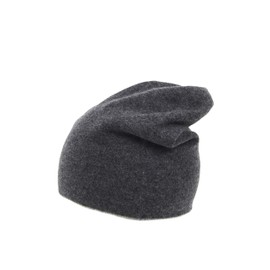 CASH-MERE.CH 100% Cashmere Beanie Hat, Knitted Hat for Women and Teenagers (Can be Worn on Both Sides, One Size), Anthracite / light grey