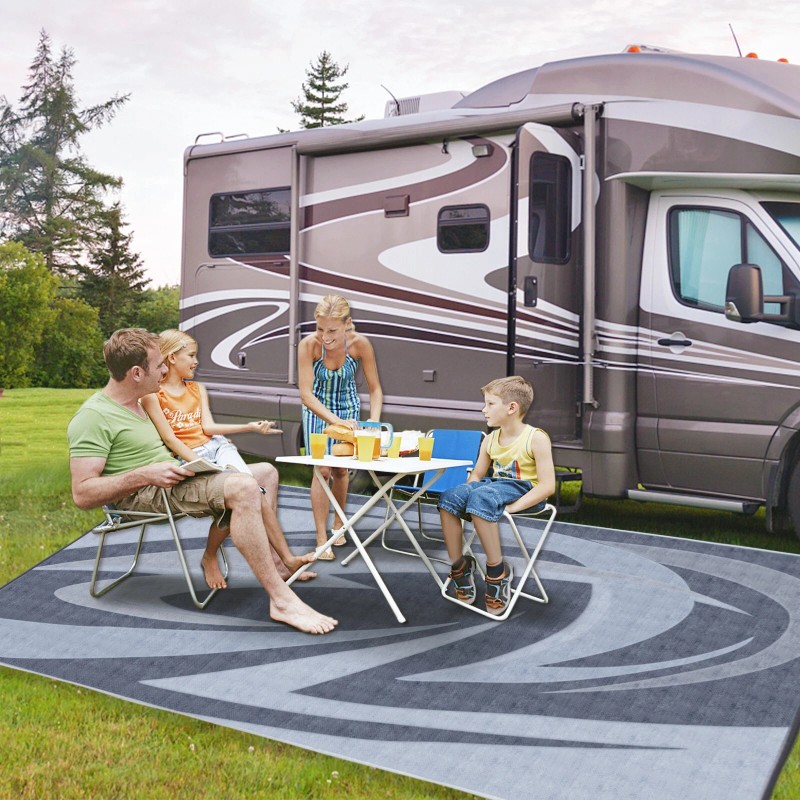 EEZ RV Products 9'x12'FT Heavy Duty Reversible/Dur - BurgendyWave