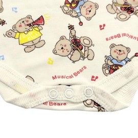 Junior Joy 12-18 Months Baby Printed Bodysuits Cream, 100% Cotton, Super Soft, Long Sleeves, Envelope Neck, Popper Fastening for Easy Nappy Change, Durable, Machine Washable, Pack of 2