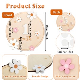 Baby Monthly Milestone Cards,Milestone Wooden Circles with 11 Interchangeable Number 6 in Baby Months Signs for Baby Pregnancy Growth Photo Prop