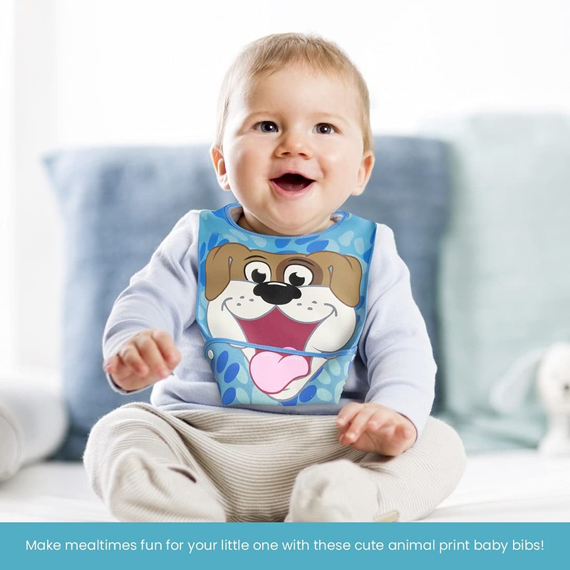 LA Baby Crumb Snatcher Waterproof Pocket Bib Small, Catch-All Pocket