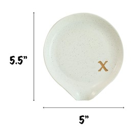 COLLECTIVE HOME - Large Ceramic Spoon Rest, Monogram Ceramic Spoon Holder, 5 Inches Spoon Holder for Stove, Coffee Bar, and Kitchen, Ideal for Large Spoons and Soup Spoons (gold-d)