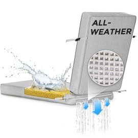 SUNROX All-Weather DryFast Foam Lounge Chair Cushion, FadeShield Water Resistant Chaise Lounge Cushions for Outdoor Patio Furniture with Adjustable Buckle Ties, 73x22 Inch, Heather Grey