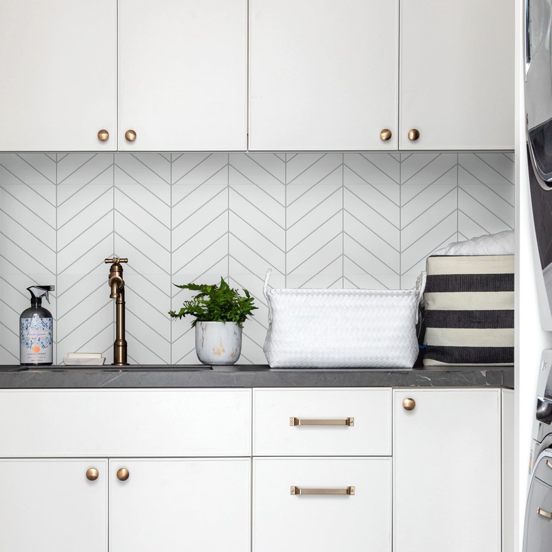STICKGOO 10 Sheets Thicker Herringbone Peel and Stick Backsplash, 12.6”×9.7”
