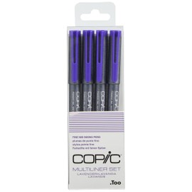 COPIC Multiliner Coloured Marker Pen - lavender Set 4 pcs. assorted, For Art & Crafts, Colouring, Graphics, Highlighter, Design, Anime, Professional & Beginners, Art Supplies & Colouring Books