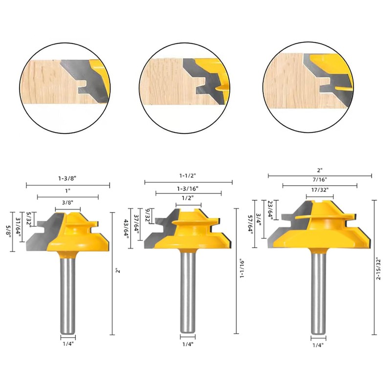 1/4 Inch Shank Router Bit，45 Degree Lock Miter Router Bit