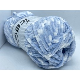 Chenille Baby Colors Yarn - Light Blue, White 100 Gram (3.53 Ounces) 120 Meters (131 Yards)