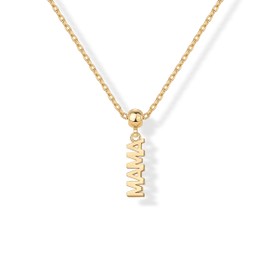 PAVOI 14K Yellow Gold Plated Dainty Dog Tag Charm Pendant Mom Necklace for Women - Gold Adjustable Sliding Chain Mama Necklace Jewelry for Mothers Day - New Mommy to Be Gift Removable Charm Pendant