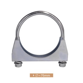Pack of 2 M8 Pipe Clamp Diameter 52-80 mm Special Clamp for Exhaust Pipe U-shaped Galvanised Pipe Clamp (76 mm)