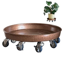 SKAFORZ Rolling Planter Caddy(570lbs Capacity), Heavy Duty Metal Plant Stand with Brake Wheels Plant Dolly Mover Plant Pot Tray Saucer for Indoor Outdoor 20Inches Copper