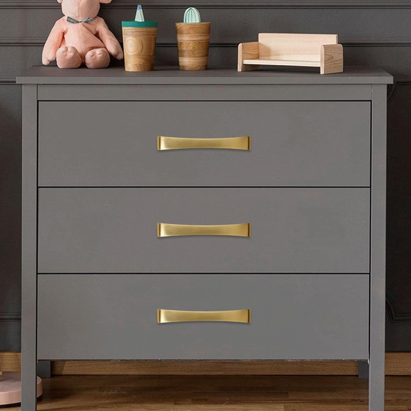 WEAVERBIRD 6 Pack Brushed Brass Cabinet Handles Kitchen Cabinet Pulls