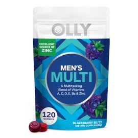 OLLY Men's Multi Gummies – Daily Multivitamin Supplement with Vitamins A, C, D, E, B Vitamins & Zinc, Blackberry Flavor 60 Day Supply - 120 Count