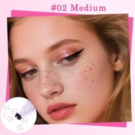 Versatile 2-in-1 design Long Lasting Soft Spot Pen Glitter Fake Freckle Stamp and Eyeliner Pencil, Natural Lifelike Freckle Stamp and Black Liquid Eyeliner Makeup (MEDIUM)