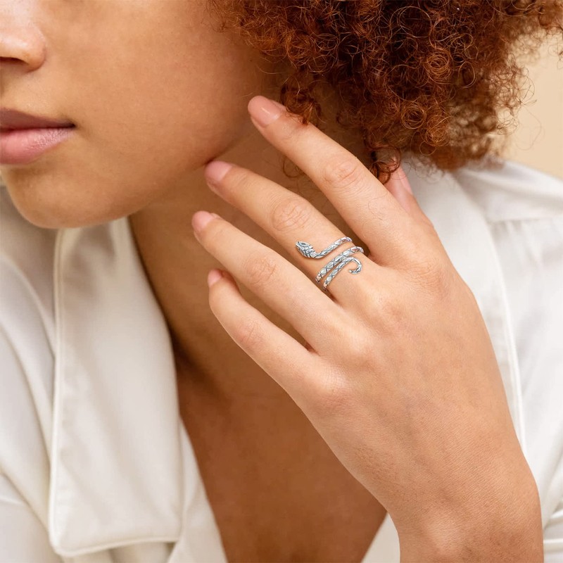 ChicSilver 925 Sterling Silver Snake Ring for Women Adjustable Wrap