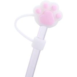 2Pcs White Straw Cover Cap Reusable Silicone Straw Toppers, Anti-Dust Cap Reusable Straws Decorative Cap, Cartoon Straw Plug Resuable Anti-Dust Cap Straw Dust Cap