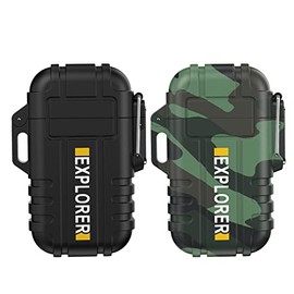 Jaerdhs 2 Pack Butane Torch Lighter ARC Lighter (Black+CamoARC)
