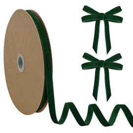 BVIEAKD Dark Green Velvet Ribbon 3/8 inch Velvet Ribbon for Gift Wrapping Weddings Hair Bow Ribbons Headbands bouquets-25 Yards