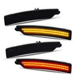 Bestview LED Side Marker Lights Reflectors Lights Dual Rows White for 2024-up Ford Mustang Assembly, Smoked Lens Front Side Markers, Driver & Passenger Side Bumper Lights, Pack of 4