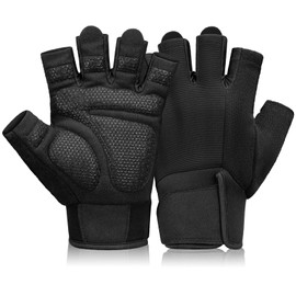 Amrules Workout Gloves for Men and Women Breathable and Comfortable Exercise Gloves with Wrist Support for Weightlifting, Cycling, Rowing and Gym Training, Black