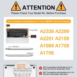 MOSISO Funda Compatible con Macbook Pro 13 2024-2016 M2 A2338 M1 A2251 A2289 A2159 A1989 A1706 A1708,Plástico Carcasa Rígida&Teclado Cubierta(USA Versión)&2 Adaptador Tipo C Paquete, Camello