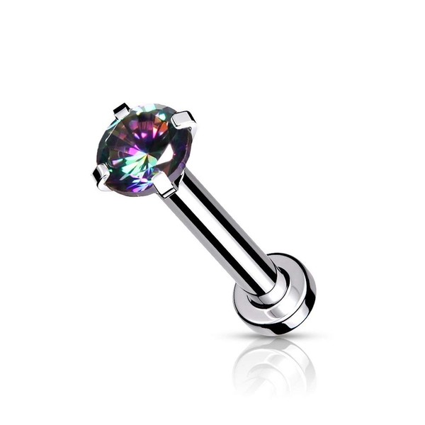 Pierced Owl 16-18GA Stainless Steel Internally Threaded Prong Set CZ