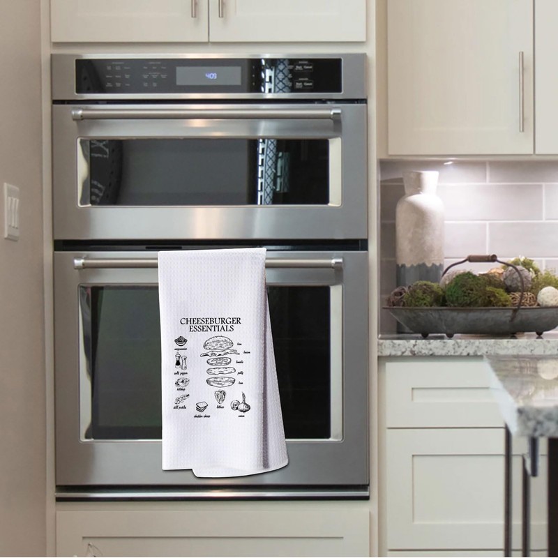 G2TUP Funny Kitchen Towels Cheeseburger Essentials Flour Sack Dish Towel