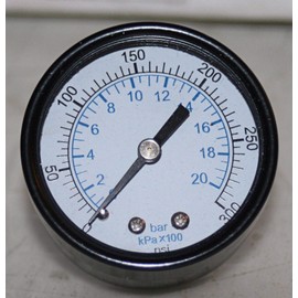 300 PSI/BAR 2" DIAL 1/4" NPT PRESSURE GAUGE