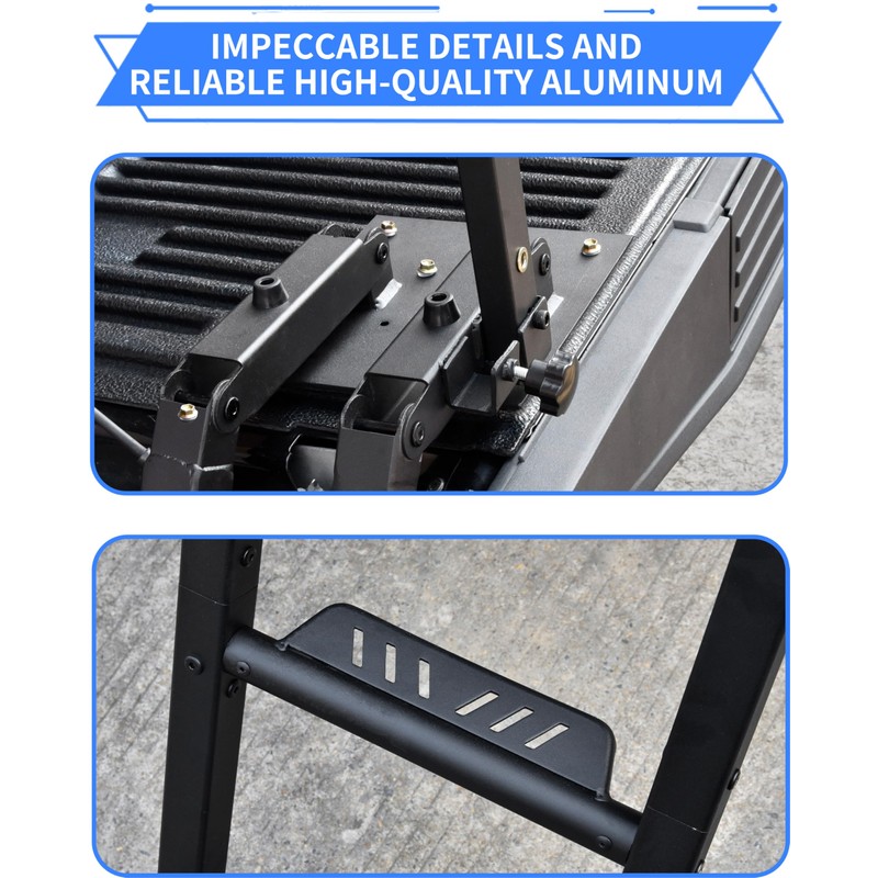 POKIAUTO 42" Aluminum Universal Pickup Truck Tailgate Ladder with Handrail,