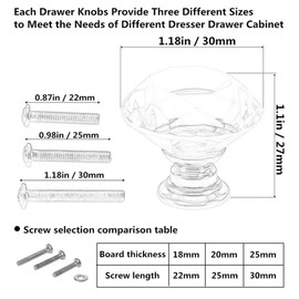 16 Pcs Drawer Knobs, 30mm Crystal Glass Cabinet Knobs Dresser Knobs Diamond Shape Drawer Kitchen Cabinets Dresser Cupboard Wardrobe Pulls Handles Glass Cabinet Knobs (Blue)