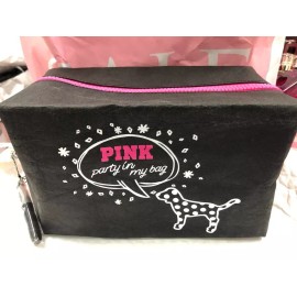 Victoria's Secret Cosmetic Beauty Bag Makeup Pencil Case Pouch Black NWT