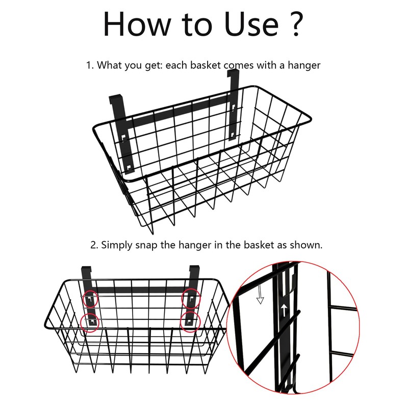 MaraFansie Basket with Hook, Grid Storage Basket, Over the Cabinet
