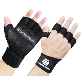 Ajuste deportes activos guantes de levantamiento con el vendaje - Agarre Extra y una Paddin g para Crossfit, elevación, gimnasio, entrenamiento cruzado, levantar pesas, WODs, y fitness. Trajes hombres y mujeres. Sin los callos