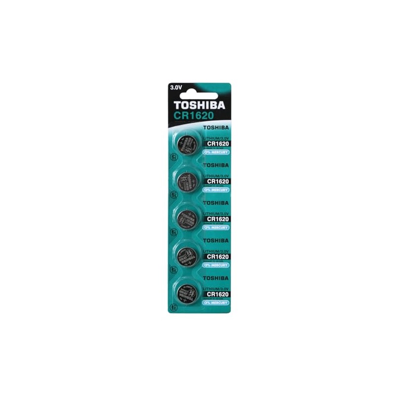 Toshiba CR1620 3V Lithium Coin Cell Battery Pack of 5