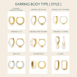 14K Gold Plated Sterling Silver Enamel Color Huggie Hoop Earrings for Women – Mint Green Enamel