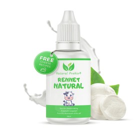 Natural Probio® Liquid Animal Rennet 1.7 fl oz for Artisan Cheese Making | Precise Dosage, high Concentration 1:10000 U, High Yield 66-132 gal | Enzymatic Coagulant for Soft and Hard Cheeses