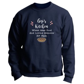 Mothers Day Shirt for Gigi Gigi's Kitchen Where Great Food Loving Memories are Made Premium Crewneck Sweatshirt 2X-Large Navy
