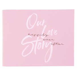 goldbuch 47168 Wedding Guest Book Our Love Story, Photo Guest Book with Concealed Spiral Bound, Photo Book with 50 White Pages, Approx. 29 x 23 cm, Cover with Linen Texture and Rose Gold Embossing