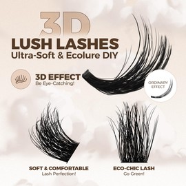 LASHVIEW Diy Eyelash Extension Kit, DIY Cluster Lashes, 10-16mm Multilayered Cluster Eyelash Extensions, Reusable Fluffy Individual Lashes Cluster(ML 09)