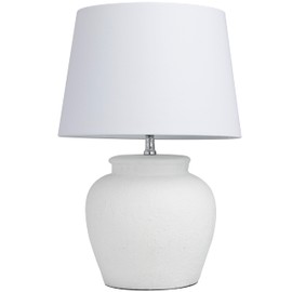 Deco 79 Cement Stone Room Table Lamp Pot Inspired Accent Lamp with Textured Exterior, Lamp 16" x 16" x 24", White