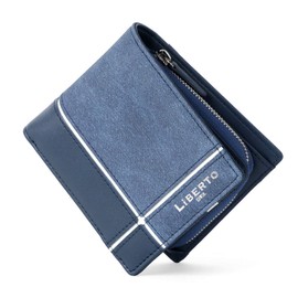 Edwin Men's Bi-fold Wallet, Folding Wallet, Safe, Synthetic Leather, Coin Purse, Compact, Fashionable, navy